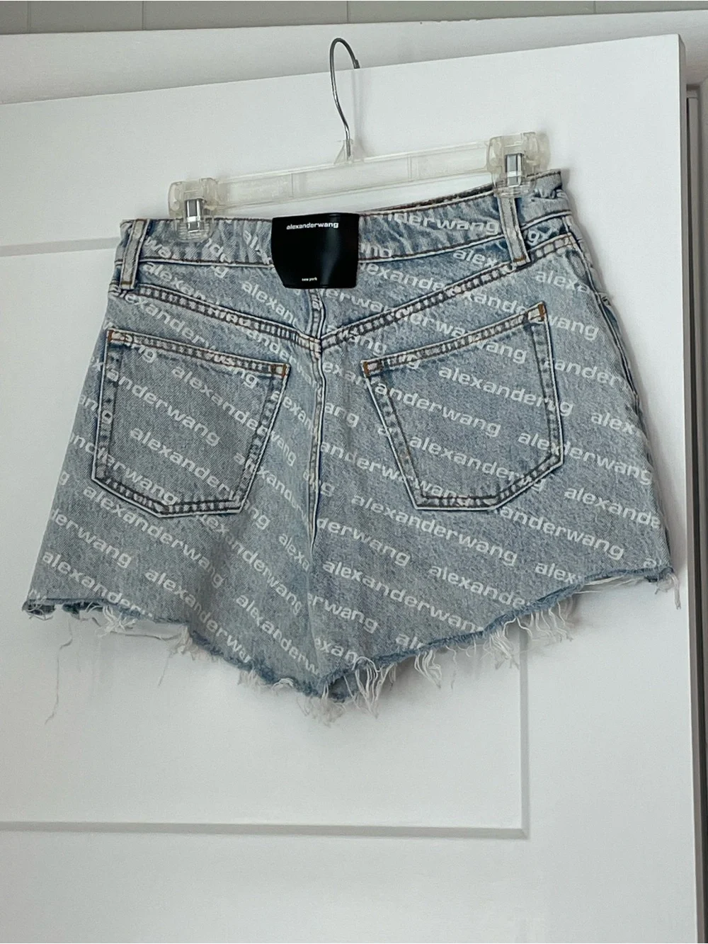 Alexander Wang Bite Logo Cutoff Denim Shorts, 28